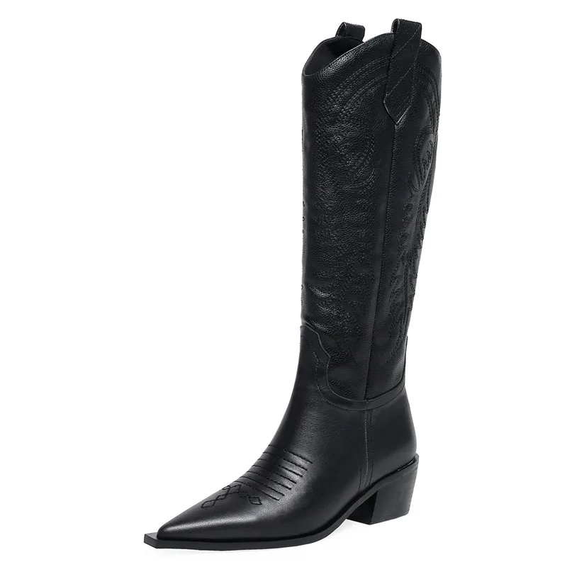 Женские сапоги до колена FEDONAS теплые Клубные из натуральной кожи для езды на