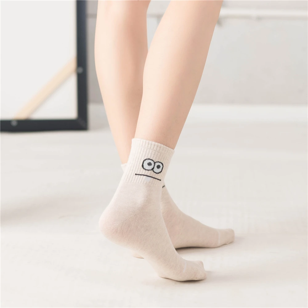 Счастливые женские забавные носочки с выражением языка Харадзюку кампус носки