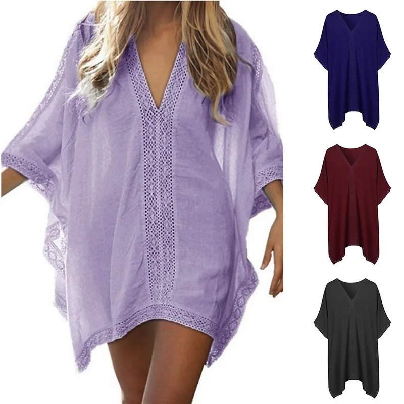 Новинка летний женский купальник бикини накидка сексуальный пляжный шифон