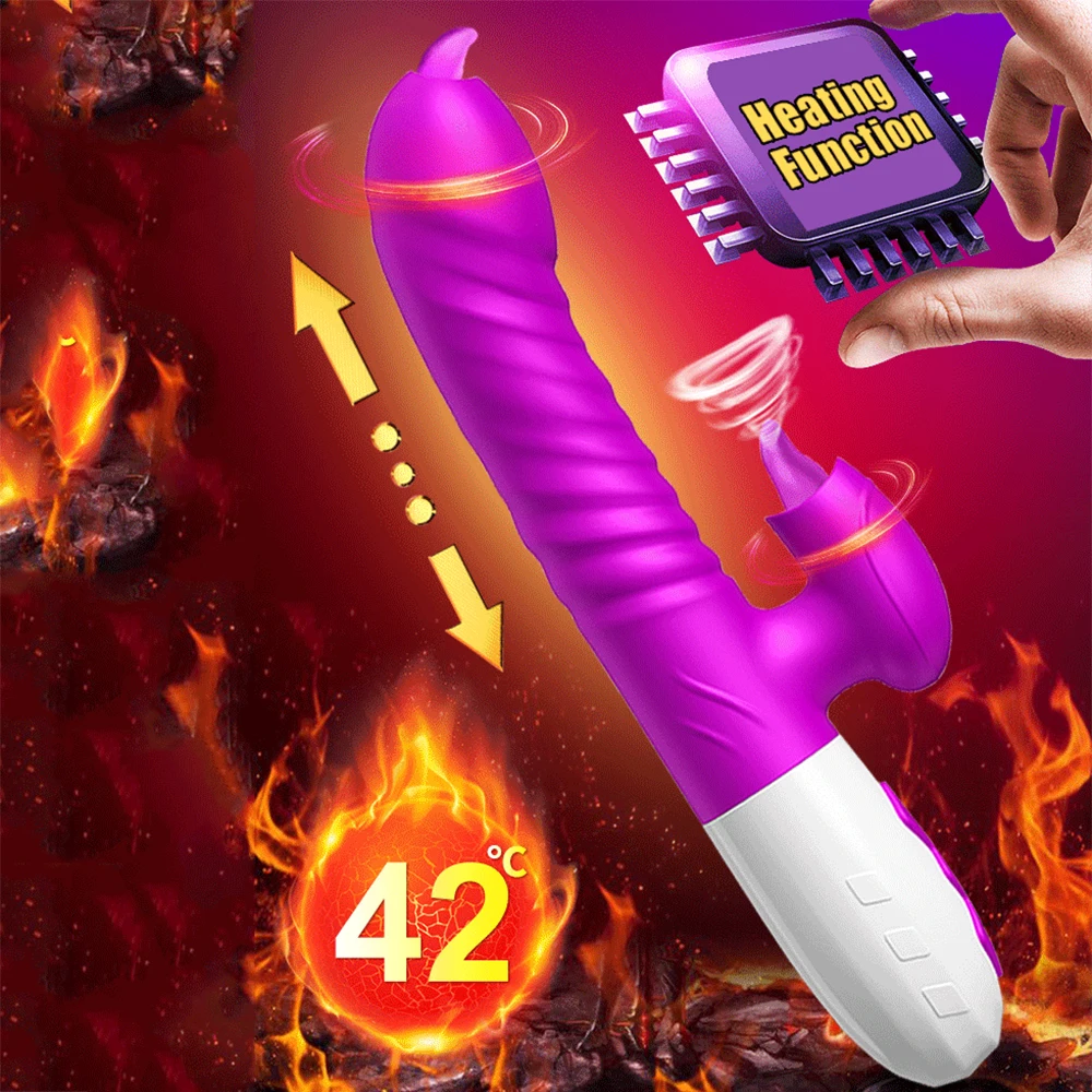 Двойной язык кунилингус вибратор Телескопический вращающийся фаллоимитатор