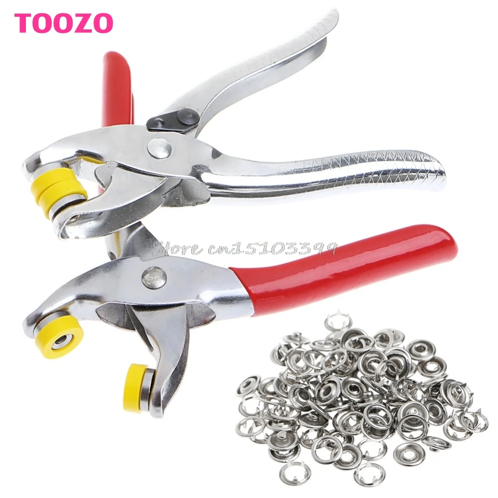 

100 Sets 9.5mm Silver Prong Ring Press Studs Snap Fasteners Dummy Clip Plier Drop Ship