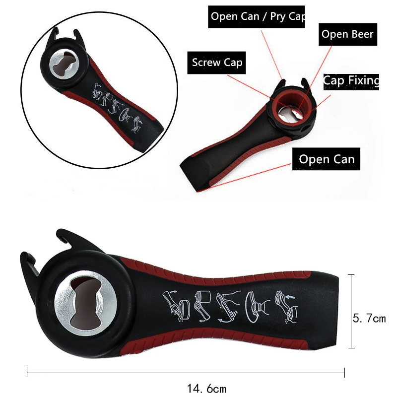FASOTY 5 в 1 ручной пластиковый открывалка для бутылок из нержавеющей стали
