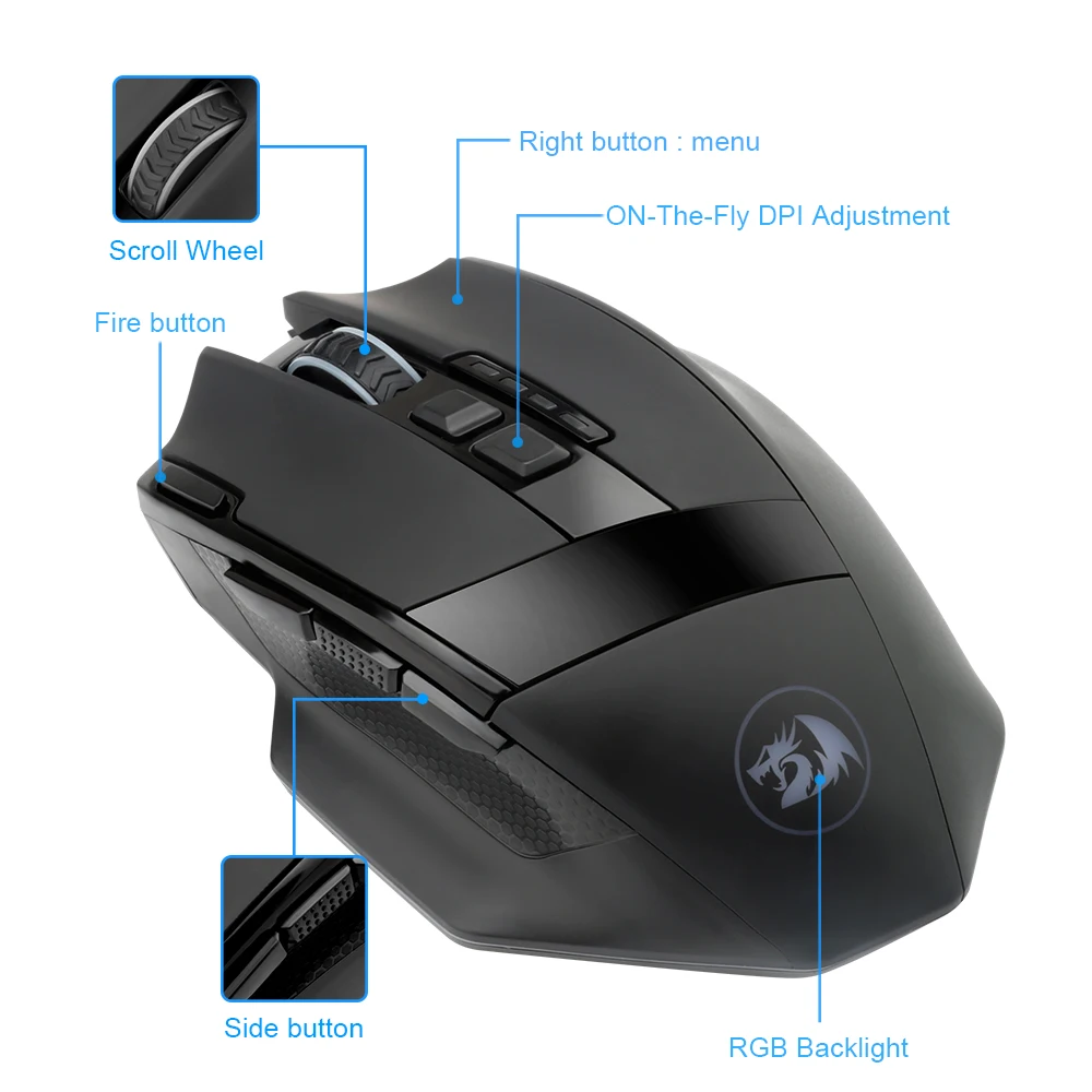 Беспроводная игровая мышь Redragon Sniper Pro RGB USB 2 4 ГГц 16400 DPI программируемая оптика