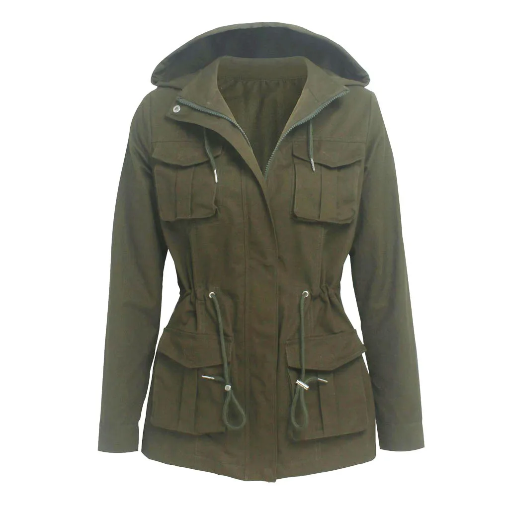 Женская куртка женская зимняя на молнии в стиле милитари Анорак длинное пальто с