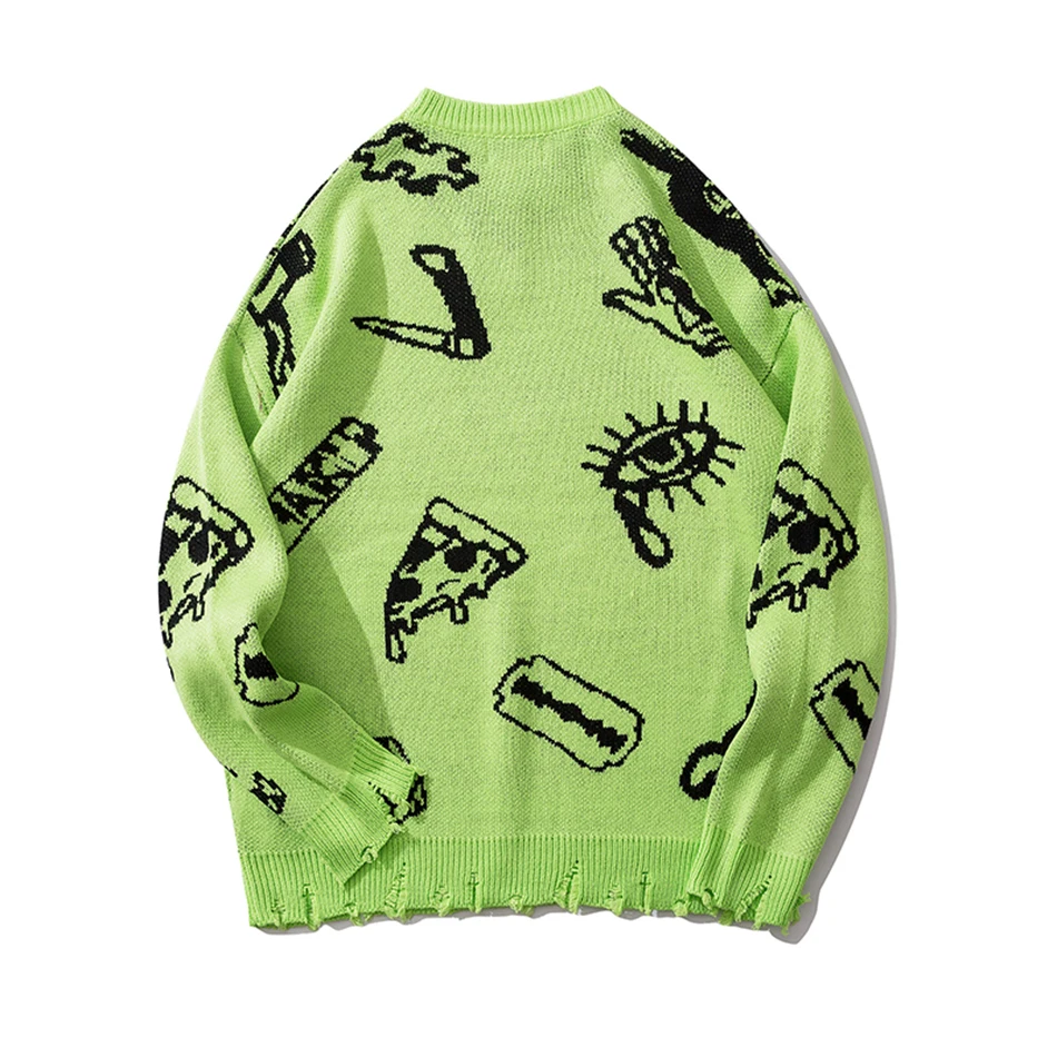 

Original High Street Hip Hop Abstract Pattern Letter Pullover Sweater Men's Round Neck 2021 New Autumn and Winter Men's Sweater