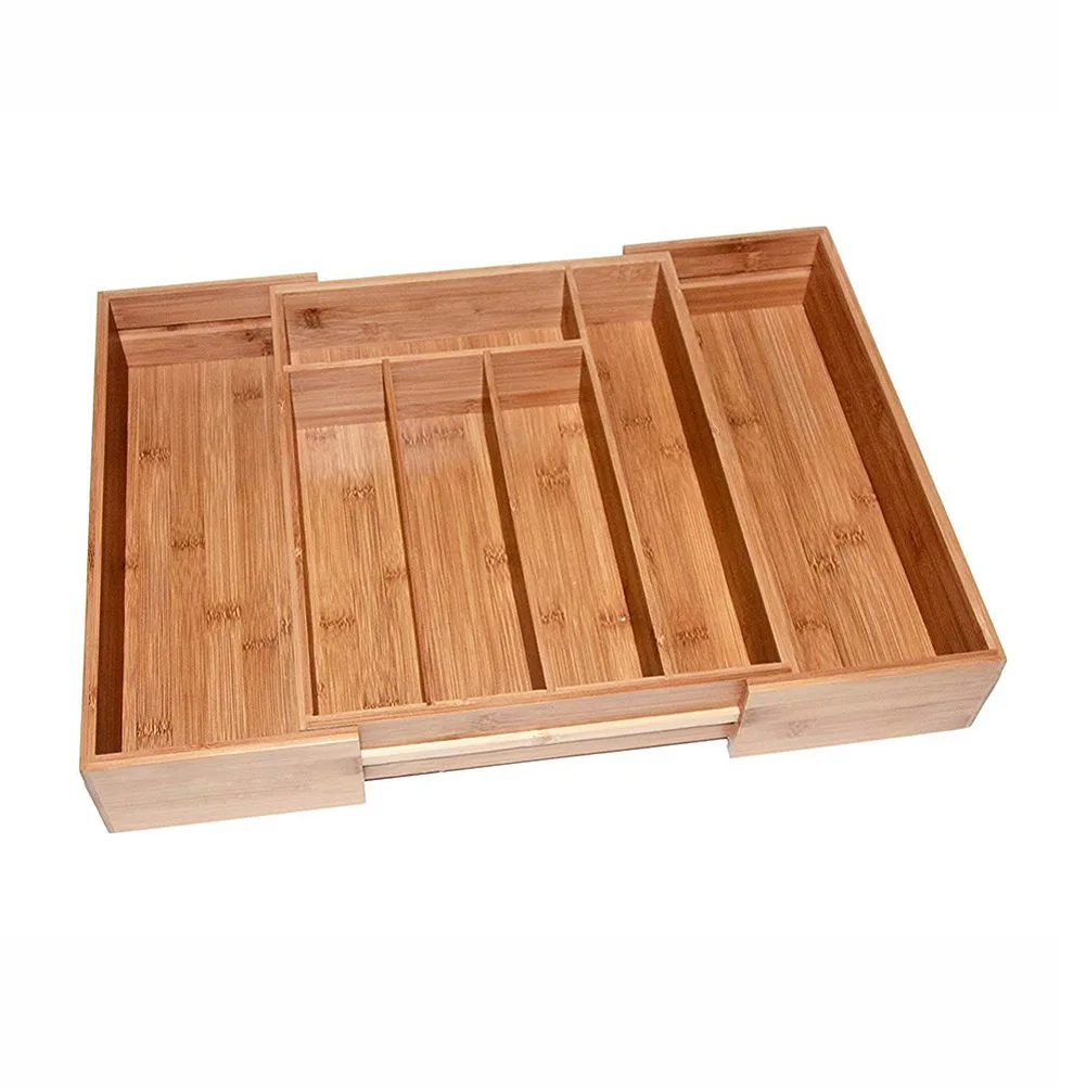 Выдвижные столовые приборы бамбуковый ящик деревянный Органайзер лоток