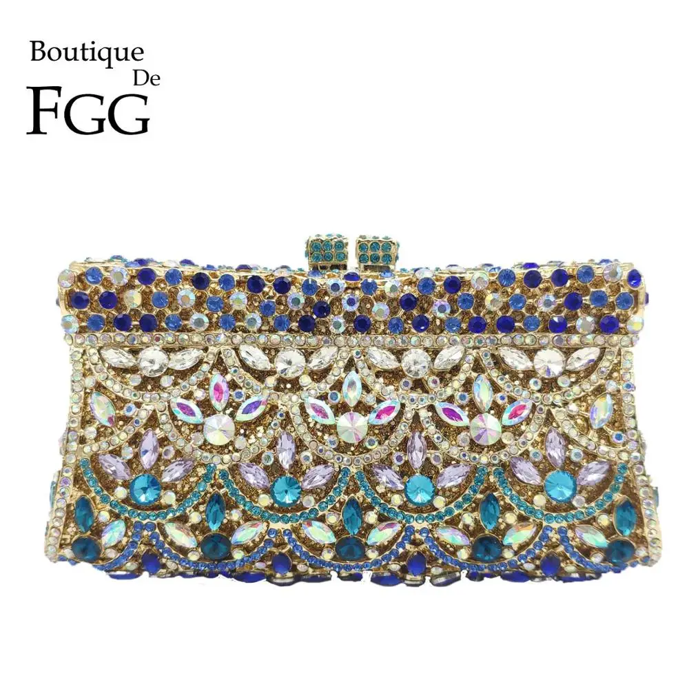 Женская сумка мессенджер Boutique De FGG градиентная разноцветная с кристаллами для