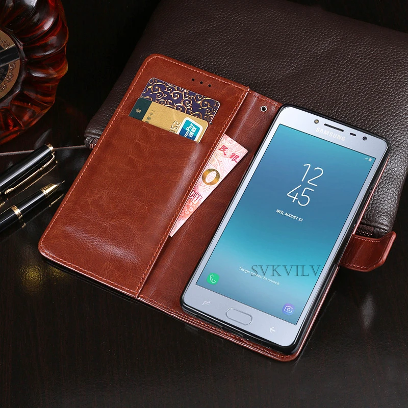 Роскошный кожаный чехол книжка J2 Pro 2018 J250F/DS для Samsung Galaxy Core кошелек из мягкого ТПУ