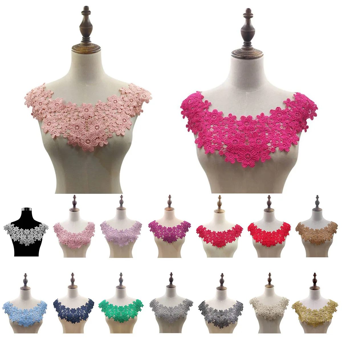 

Floral Lace Embroidered Neckline DIY Collar Trim Clothes Sewing Applique Patch