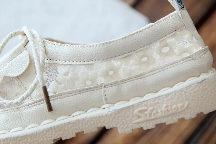 Careaymade-Summer round sandals low top casual lace breathable student shoes shallow mouth soft sole handmade women's shoes