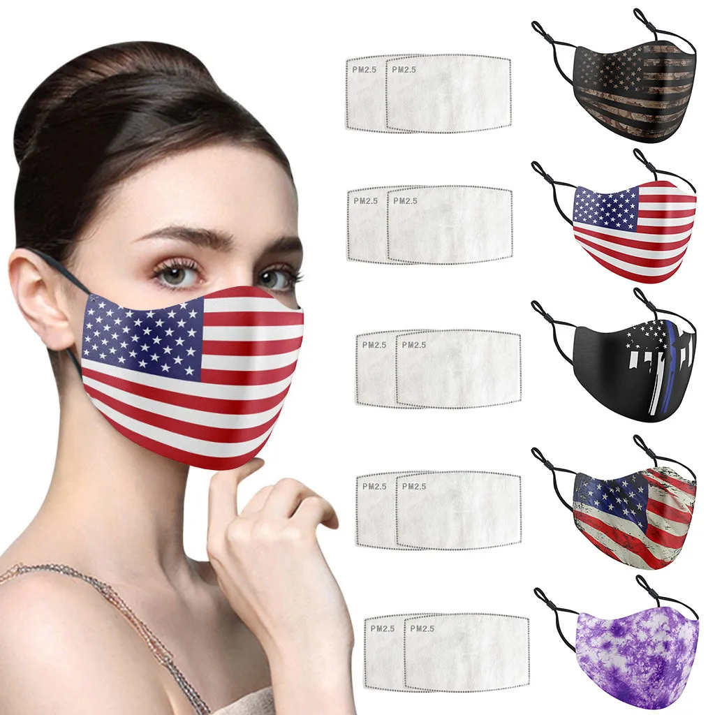 Маска для Лица Шарф крышка лица День Независимости Печать Хлопок пыль