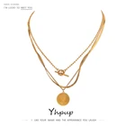 Yhpup темпераментный круглый кулон с портретом 316L ожерелье из нержавеющей стали новый дизайн металлическая текстура 18 K колье ювелирные изделия