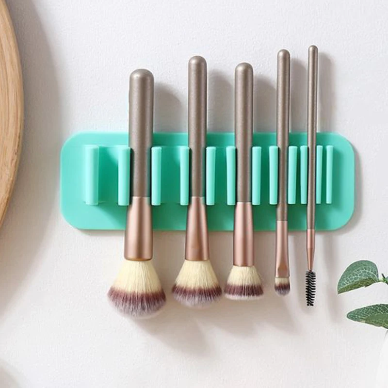

Silicone Makeup Brush Holder Wall-Mounted Soft Durable Reusable Convenient Easy Operation Suit for Bathroom Bedroom BOM666