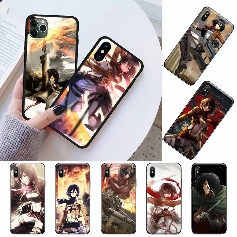 

Anime girl Mikasa Attack on Titan Phone Case For iphone 12 11 13 7 8 6 s plus x xs xr pro max mini