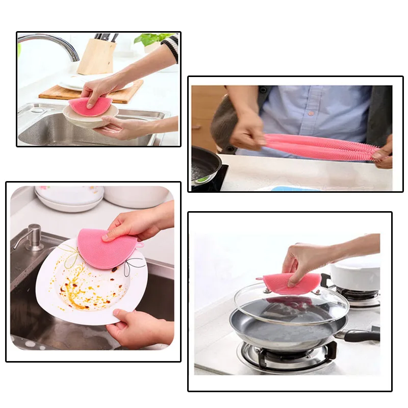 1 шт. силиконовая щетка для мытья посуды скруббер инструмент чистки кухни мягкая