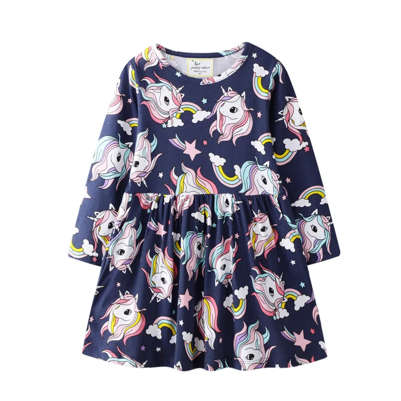 

Baby Girl Clothes 1-7 Years Kids Girl Dress Toddler Girl Long Sleeve O-neck Cartoon Dresses Cotton Casual Fashion Children Dress