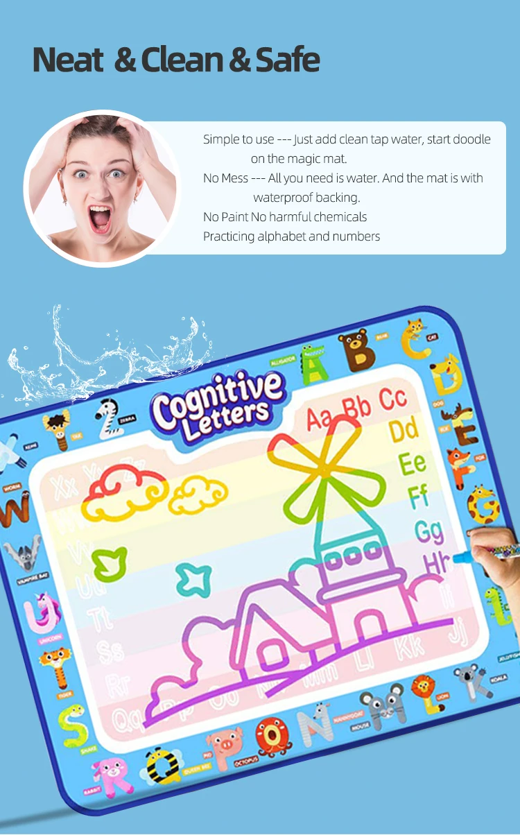 GOOBAT Aqua Magic Doodle, коврик для рисования, коврик для рисования, развивающие игрушки для детей, для малышей, мальчиков и девочек 2, 3, 4, 5, 6, 7, 8 лет