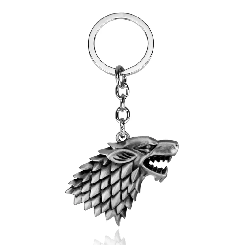 silver Игра престолов, брелок, подвеска, дом Старка, волк, Песнь Льда и Огня, Таргариен, дракон, брелок, сувениры, подарок для фанатов - Цвет: silver