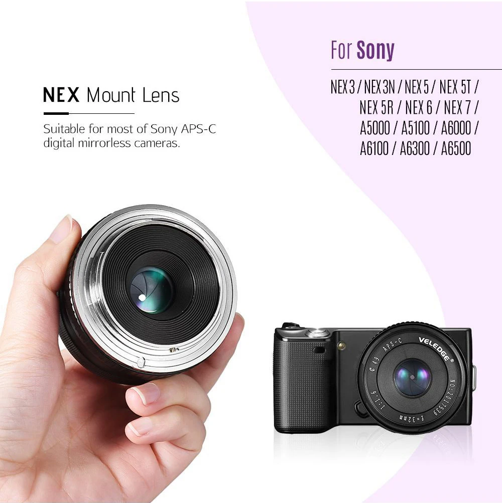 

32mm F1.6 Large Aperture Manual Prime Fixed Lens APS-C For Sony E-Mount Digital Mirrorless Cameras A6000 6300 NEX Camera Part