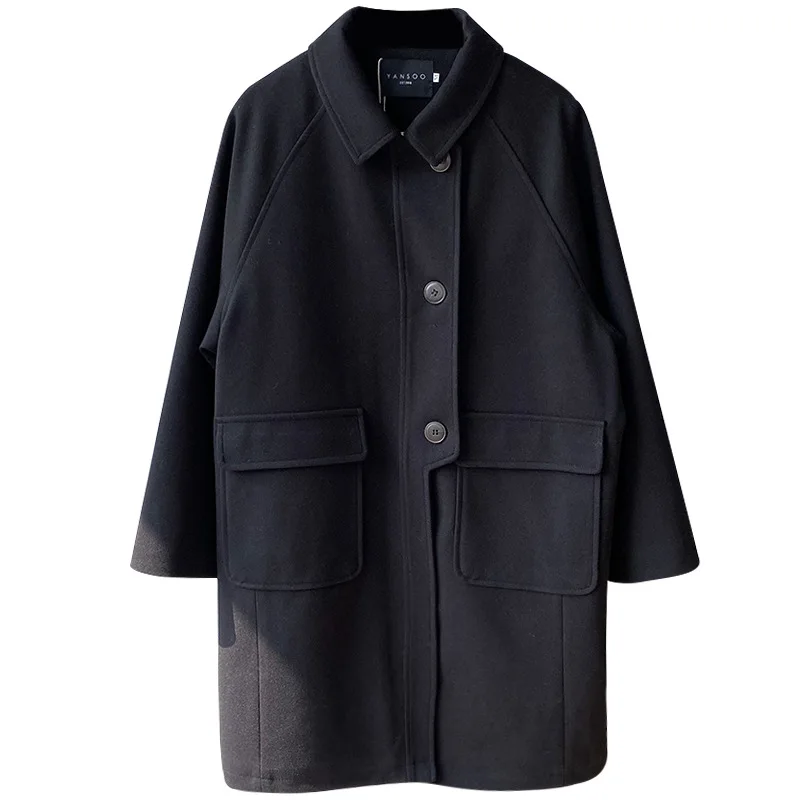 

New Autumn Winter Medium-long Women Overcoat All-match Vintage Single Breasted Long Sleeve Woolen Jacket Coat Students Outwear