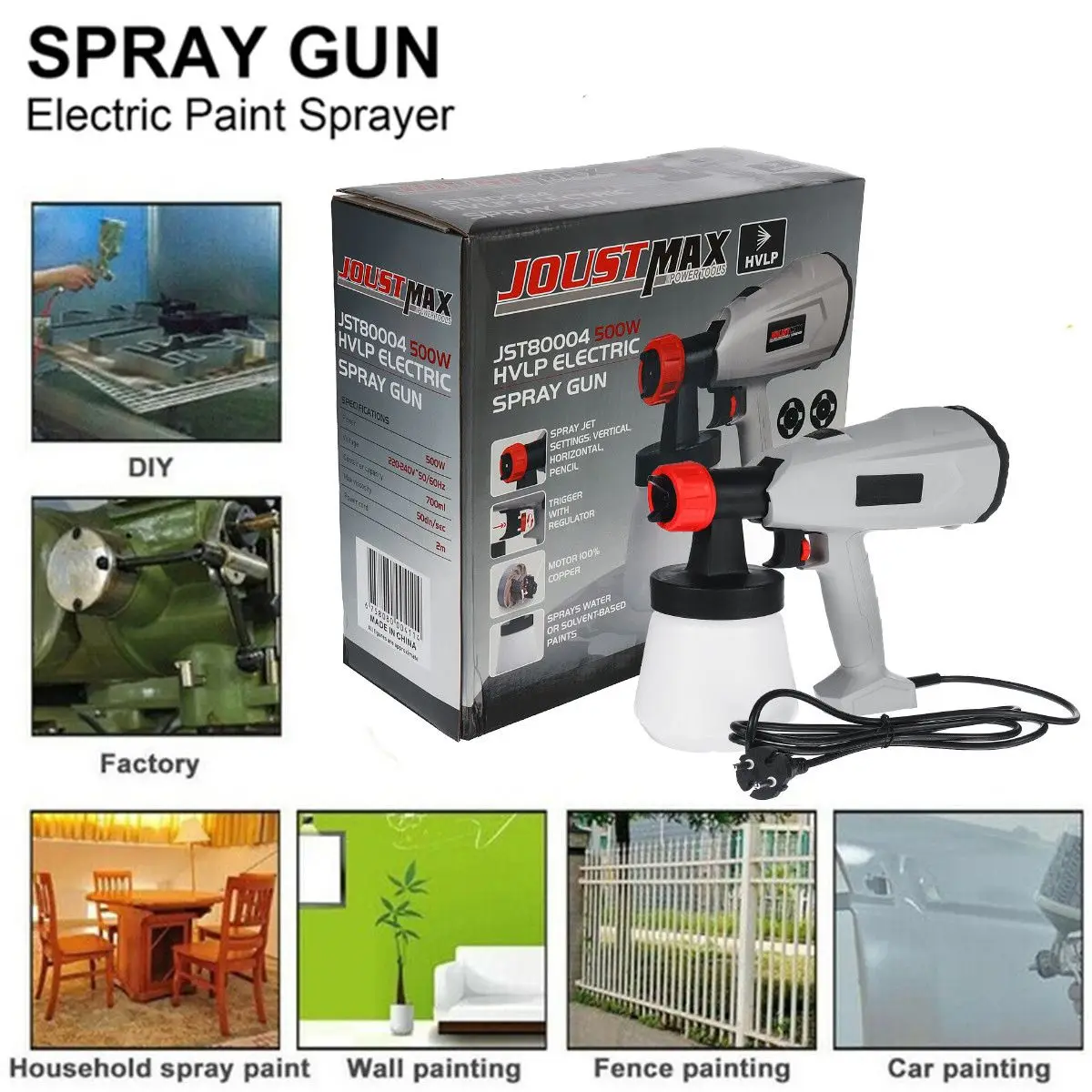 

220V 500W Electric Spray Gun Household Convenience Spray Paint Four Nozzles 700ml Flow regulation High Power Sprayer