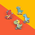 Эмалированная заколка с мультипликационным динозавром, крутые значки для ветра, гитары, скейтборда, броши для женщин, сумка, рюкзак, аксессуары, подарки для друзей