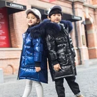 Парка для мальчиков, зимняя пуховая куртка, куртка на белом утином пуху для больших детей, пальто для девочек, комбинезон, верхняя одежда, водонепроницаемая теплая одежда TZ69