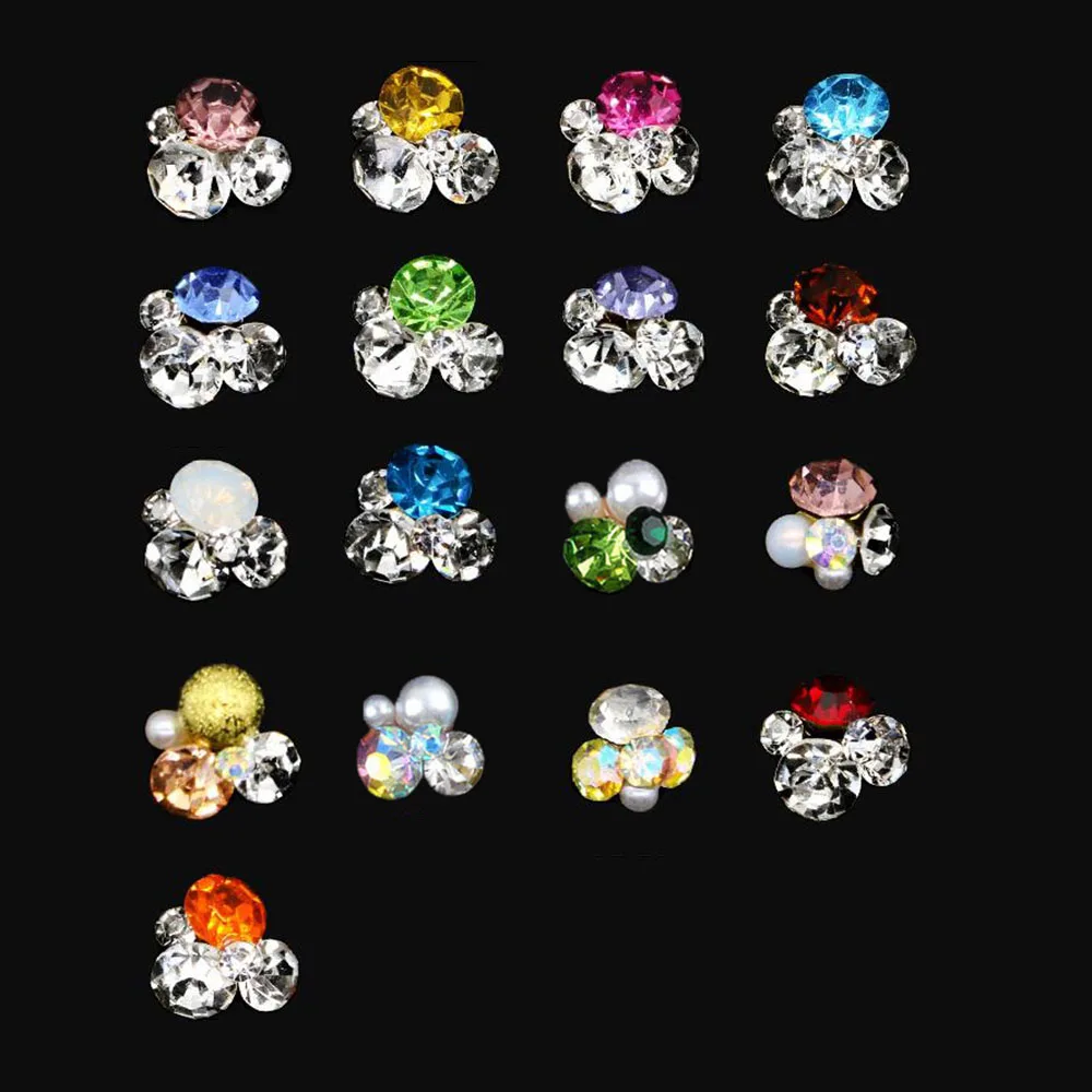 10 шт./лот яркие драгоценные камни подвески для ногтей Стразы 11*12 мм цветочный
