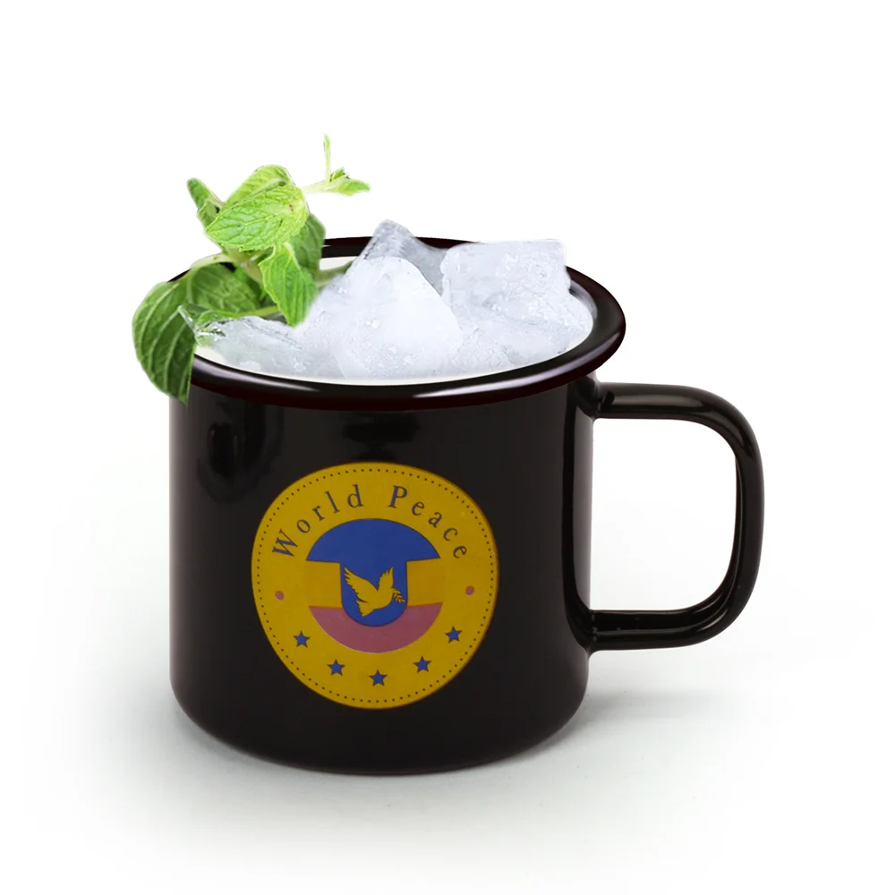 Классическая уплотненная эмалированная чашка из нержавеющей стали в стиле ретро