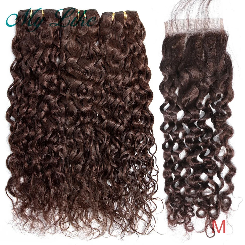 My Like бразильские вплетаемые Волосы Кудрявые кудрявые пряди с закрытием #27
