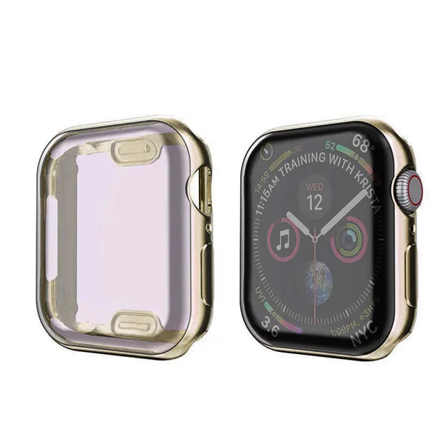 Retro Gold Полный экран ТПУ против царапин мягкий тонкий защитный чехол для Apple Watch 38 40 мм 44 мм 42 мм пластиковый мягкий чехол для iwatch - Цвет: Retro Gold