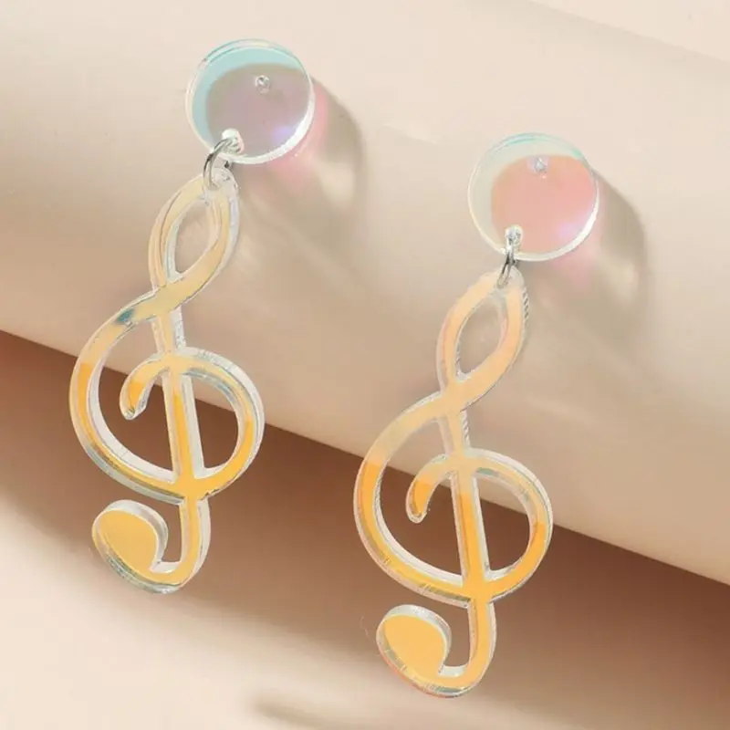 Блестящие акриловые серьги Cyberpunk с блестками нот и ракетами крупные необычные