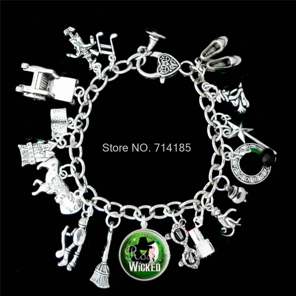 

12pcs Wicked Musical Charm Bracelet The Untold Story Of The Of Oz silver tone