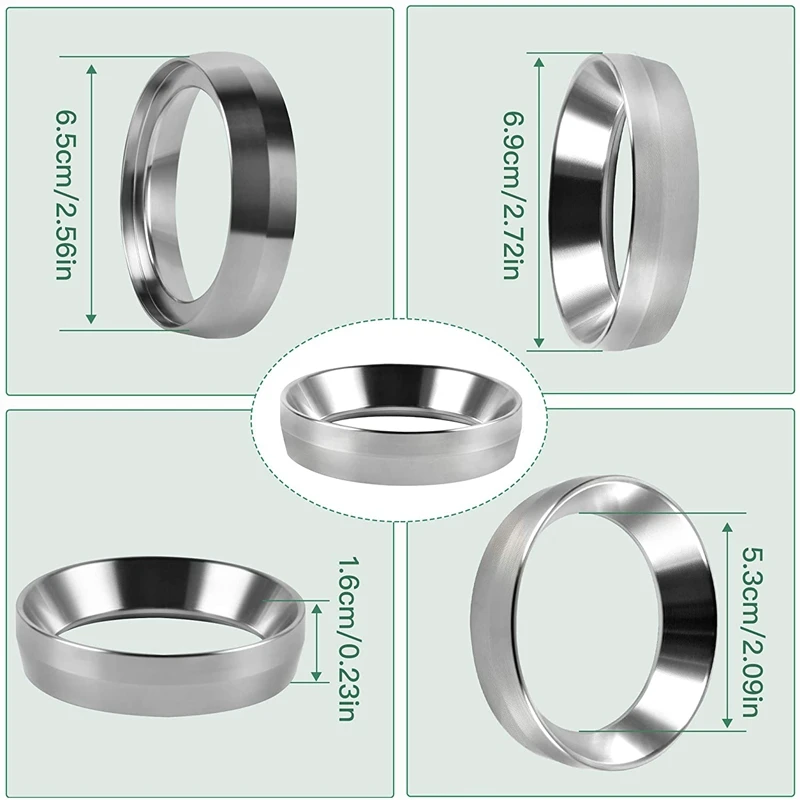 

Espresso Dosing Funnel, 2 Pack Stainless Steel Coffee Dosing Ring for 54mm Breville Portafilter, Espresso Barista Tools