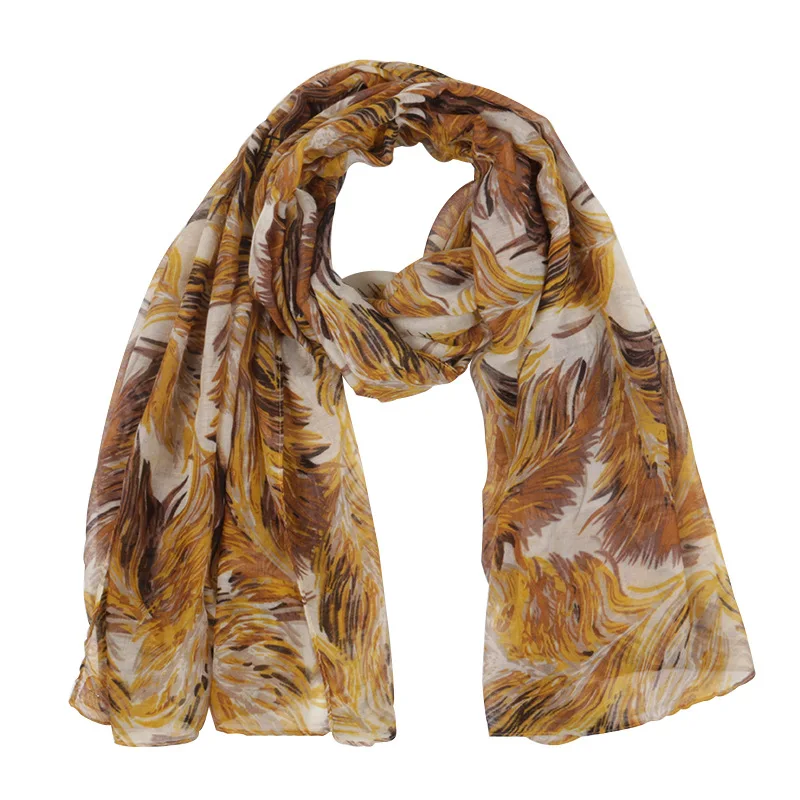 Шарфы на заказ тюль с принтом декоративная шаль перо хлопок шеи Оптовая торговля