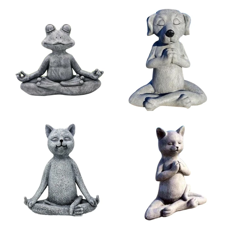 

Meditation Dog Buddha Statue Sculpture Decoration Creative Art Ornament Desktop Crafts Home Desk Craft Work Bedroom Decor H051