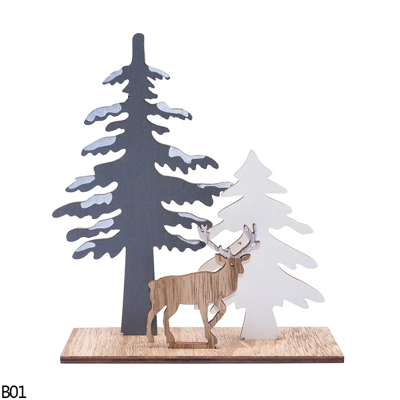 Деревянная рождественская ёлка, олень, декор для стола, креативные Diy 3D сшивание ручной работы, рождественские детские подарки, Новогодние рождественские вечерние украшения