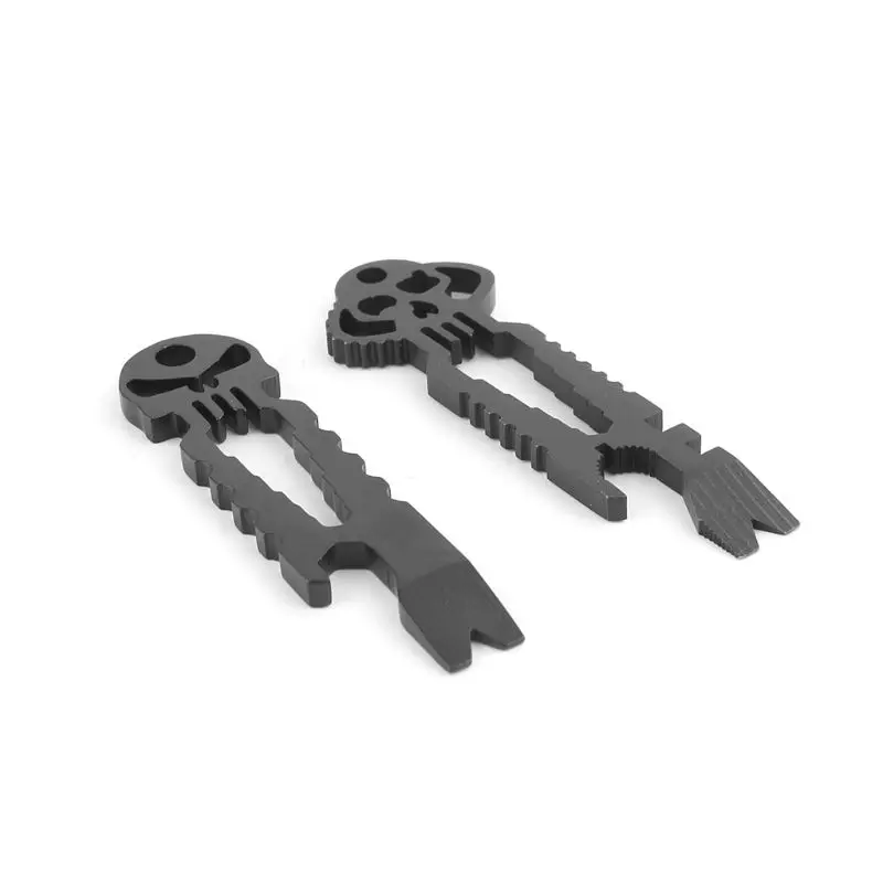 

Stainless Steel EDC Pocket Multi-Tool Skull Bottle Opener Pry Bar Crowbar Keychain Survival Tool Dropship