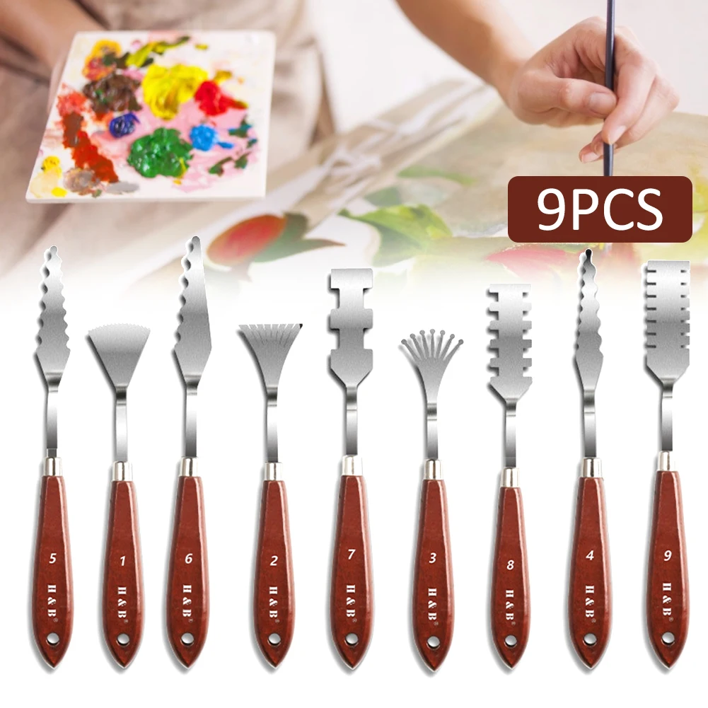 9 шт. профессиональный набор шпателей из нержавеющей стали палитра для живописи