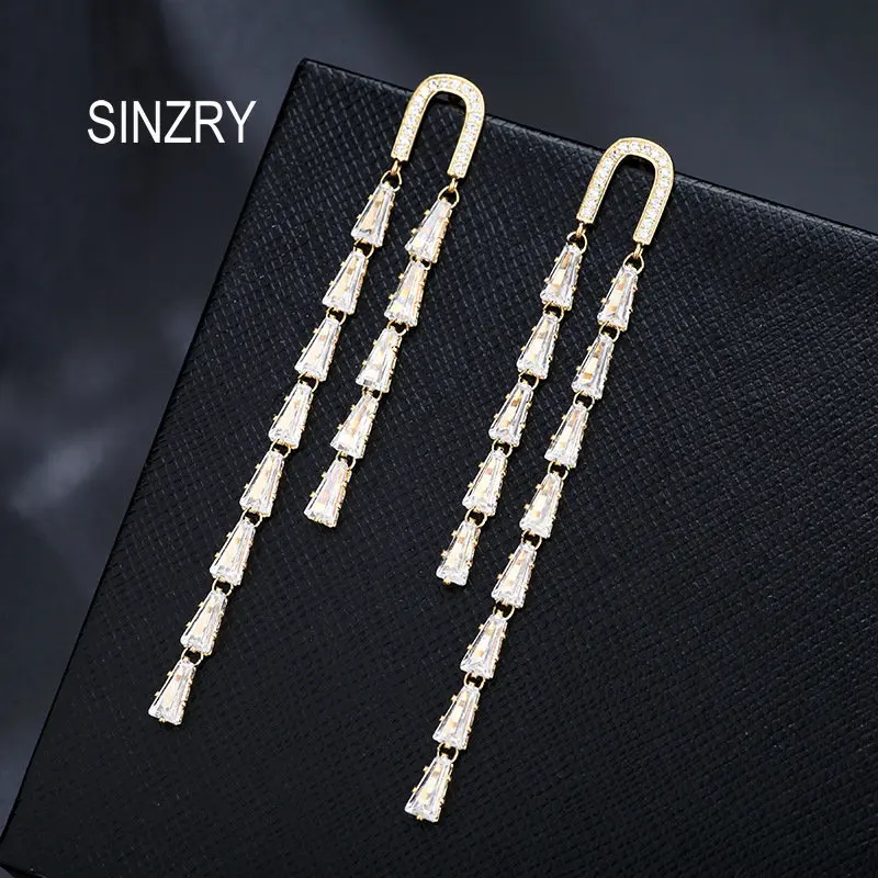 SINZRY, новинка, серьги-подвески с кисточками из кубического циркония, элегантные женские длинные серьги