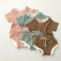 2pcs fashion new summer newborn baby girls boys clothes cotton casual short sleeve tops t shirtshorts toddler infant outfit set