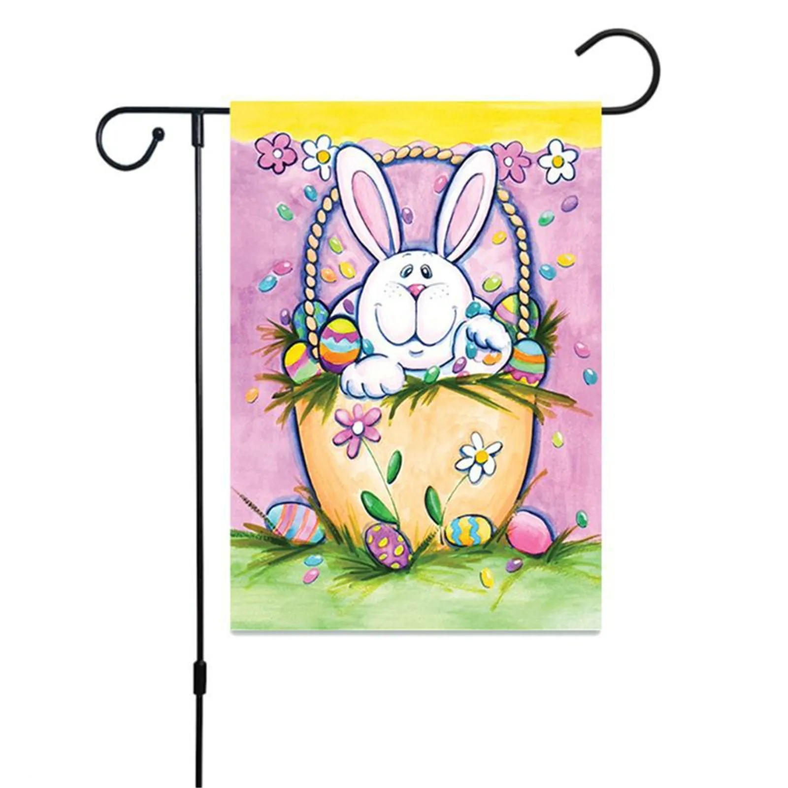 

Easter Flag 47*32cm 1PC Decor Flax Orname Double-sided Eggs Pattern 1pc Without Flagpole Festival Party Supplies Print Banner