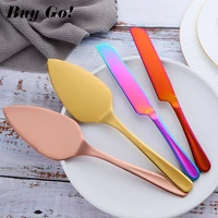 2pcs stainless steel cake shovel cutter set cheese pizza pie pastry spatulas with server golden bread knife baking cooking tool