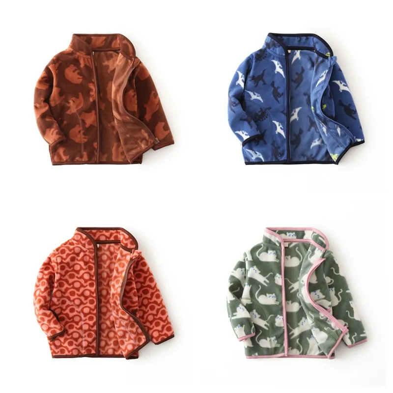 

Children Zipper Fleece Jacket Printed Animals Coats for Cute Kids Boy Girl Fashion Warm Sweater Clothing