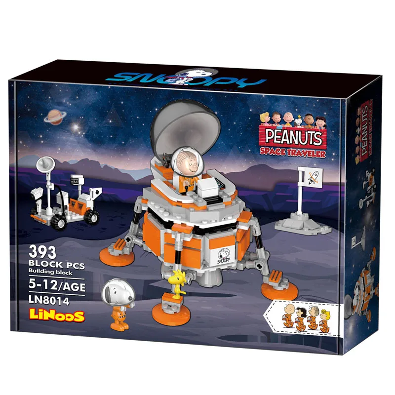

space surprise building brick block toys Snoopys educational LE rocket in space compatible plastic LiNooS peanut hot sales gift