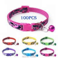 100pcs adjustable christmas lovely multicolor pet collar strap buckle sewing process dog puppy cat kitten pet supplies id tag