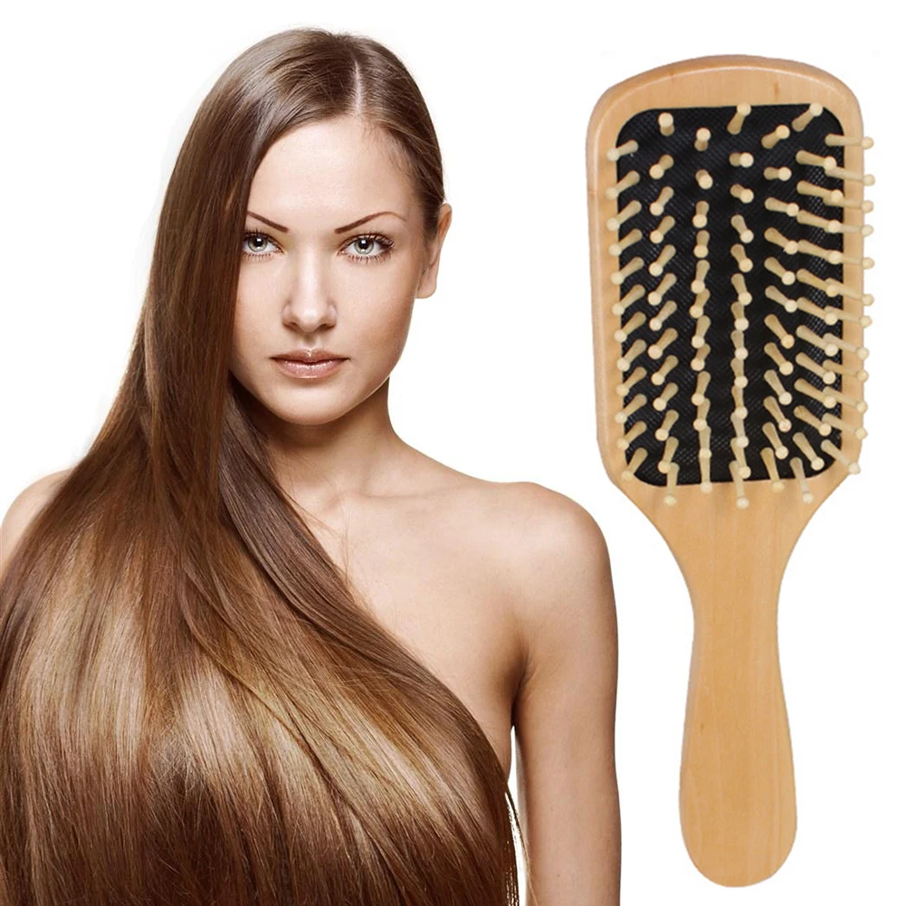 Щетка для ухода за волосами массажная деревянная Антистатическая щетка