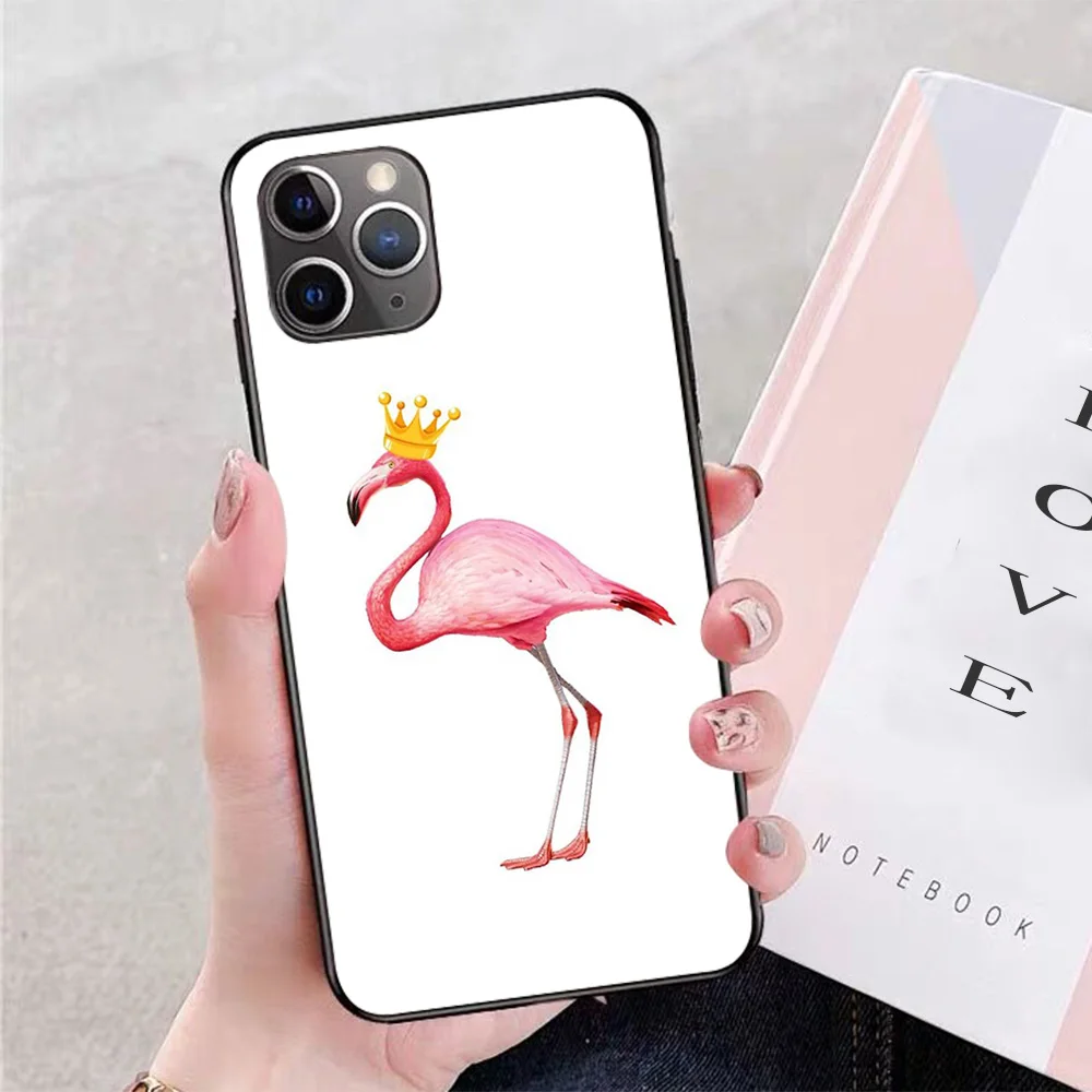 

For iPhone Flamingo Queen Soft TPU Border Apple iPhone Case