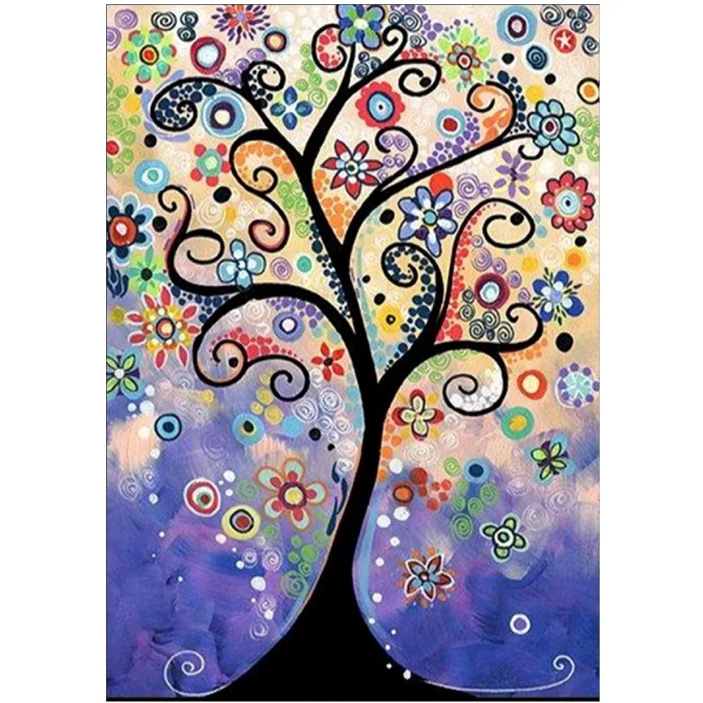 

Алмазная живопись 5D с мультяшным рисунком дерева, домашние украшения, наклейки, алмазная вышивка