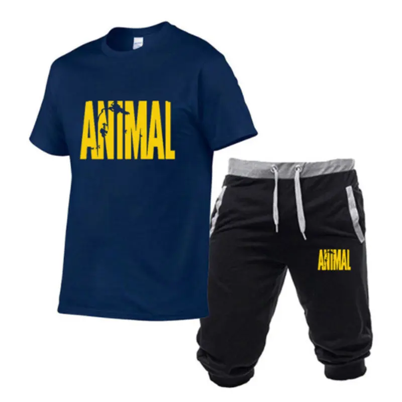 

2021 Summer New Hot Letter Printed Men's Cotton Short Sleeve T-shirt Set 2-piece Men's Sportswear Suit leisure Sports Men's Suit